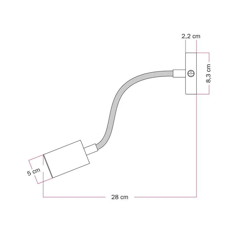 Lampe murale ou plafond avec Spot GU10 Bispot et bras orientable Flex 30 cm - Titane satiné