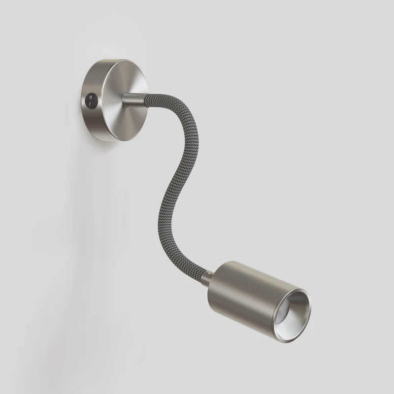 Lampe murale ou plafond avec Spot GU10 Bispot et bras orientable Flex 30 cm - Titane satiné