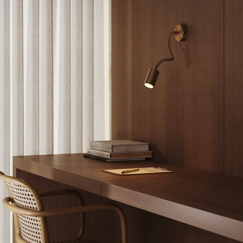 Lampe murale ou plafond avec Spot GU10 Bispot et bras orientable Flex 30 cm - Bronze satiné