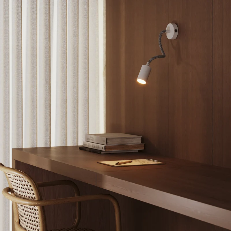 Applique ou plafonnier avec Spot GU10 Bispot et bras orientable Flex 30 cm - Blanc mat