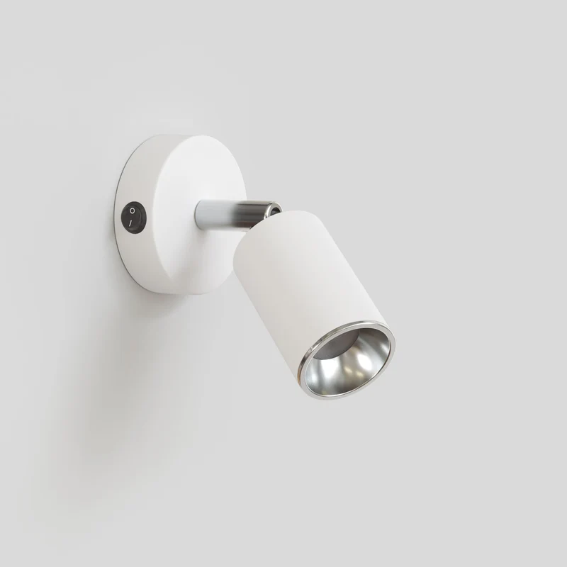 Spot GU10 orientable pour applique ou plafonnier Bispot - Blanc mat / Chrome