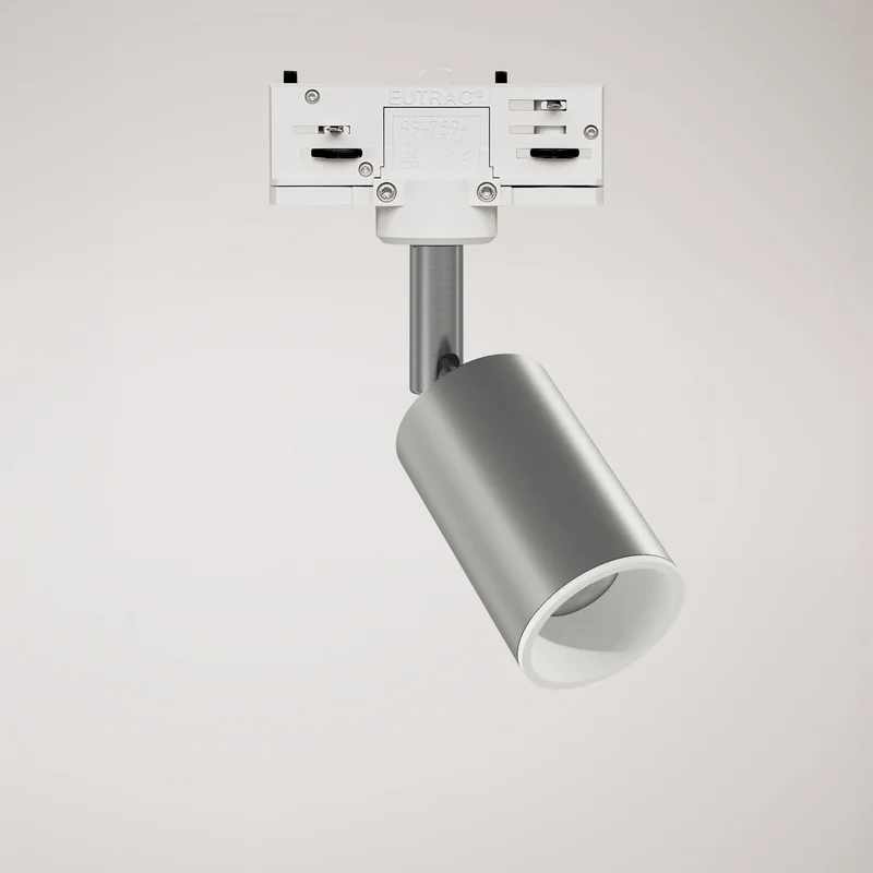 Spot orientable Bispot pour système sur rail - Titane satiné / Blanc mat