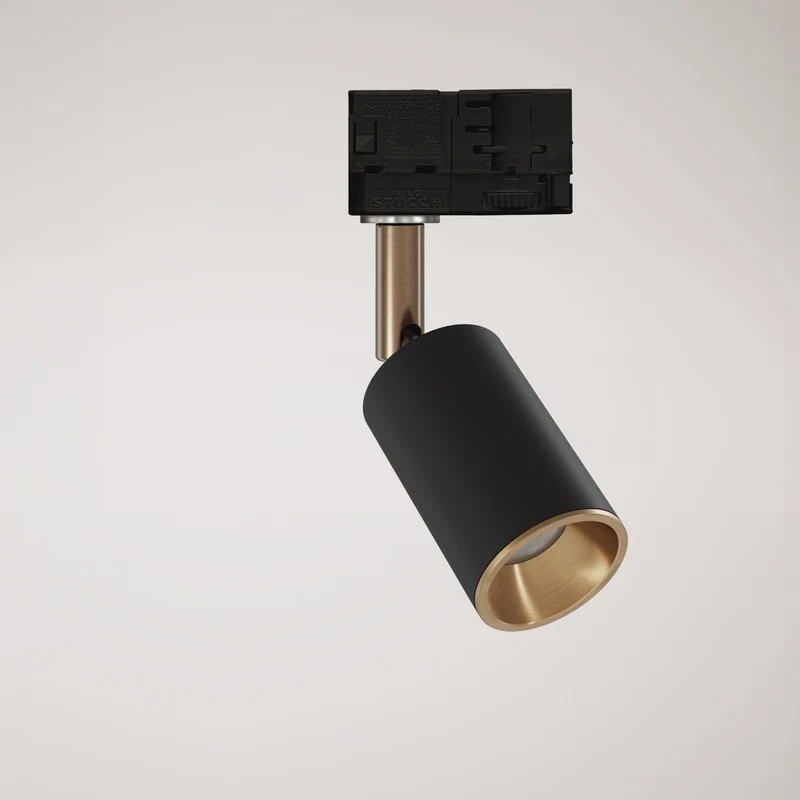 Spot orientable Bispot pour système sur rail - Noir / Bronze satiné