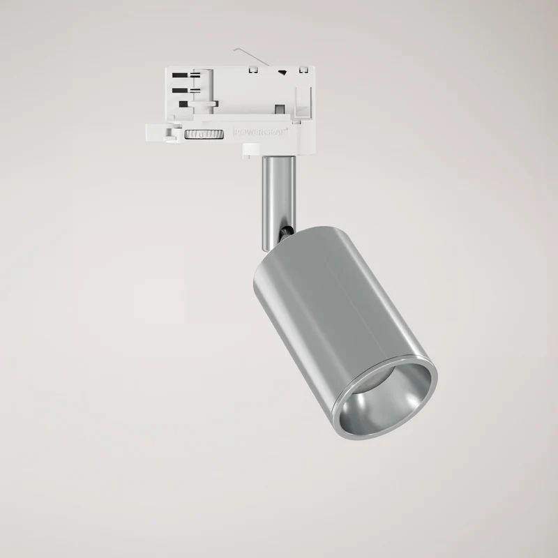 Spot orientable Bispot pour système sur rail - Chrome