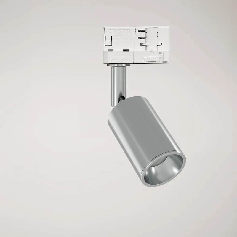 Spot orientable Bispot pour système sur rail - Chrome