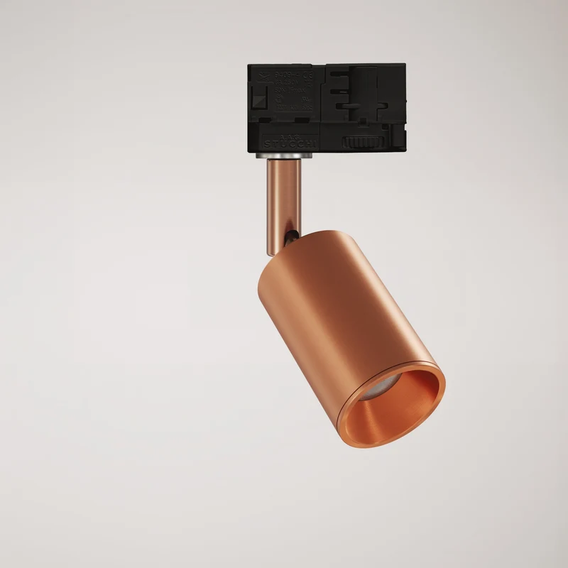 Spot orientable Bispot pour système sur rail - Cuivre satiné