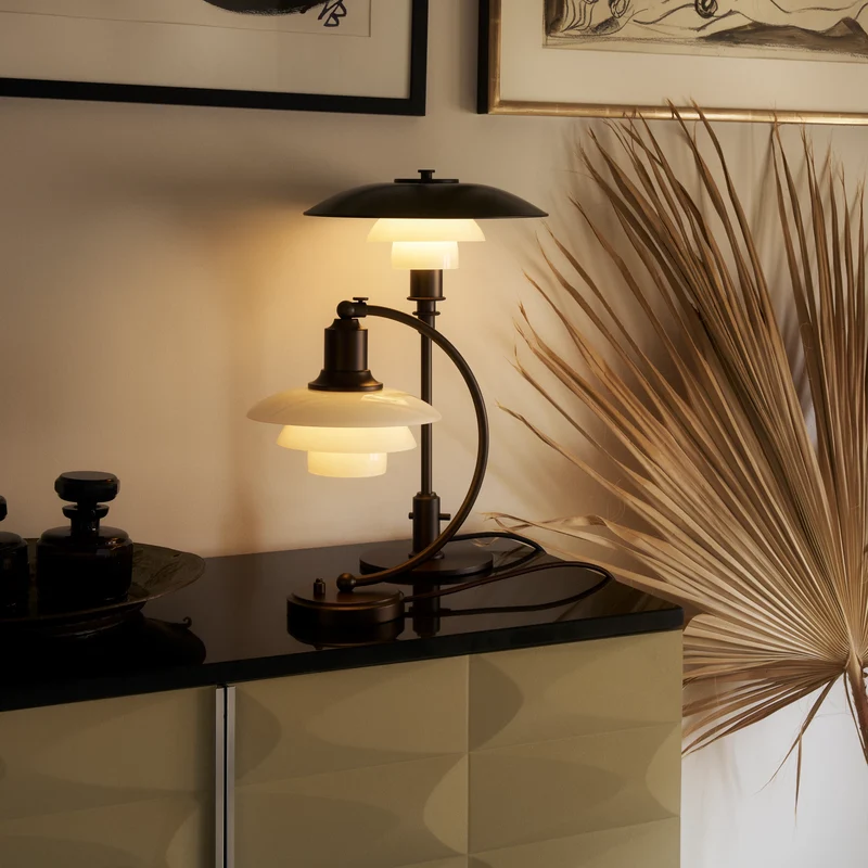 PH 2/2 Luna Aged Brass Opal Table Lamp