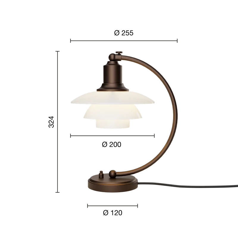 PH 2/2 Luna Aged Brass Opal Table Lamp