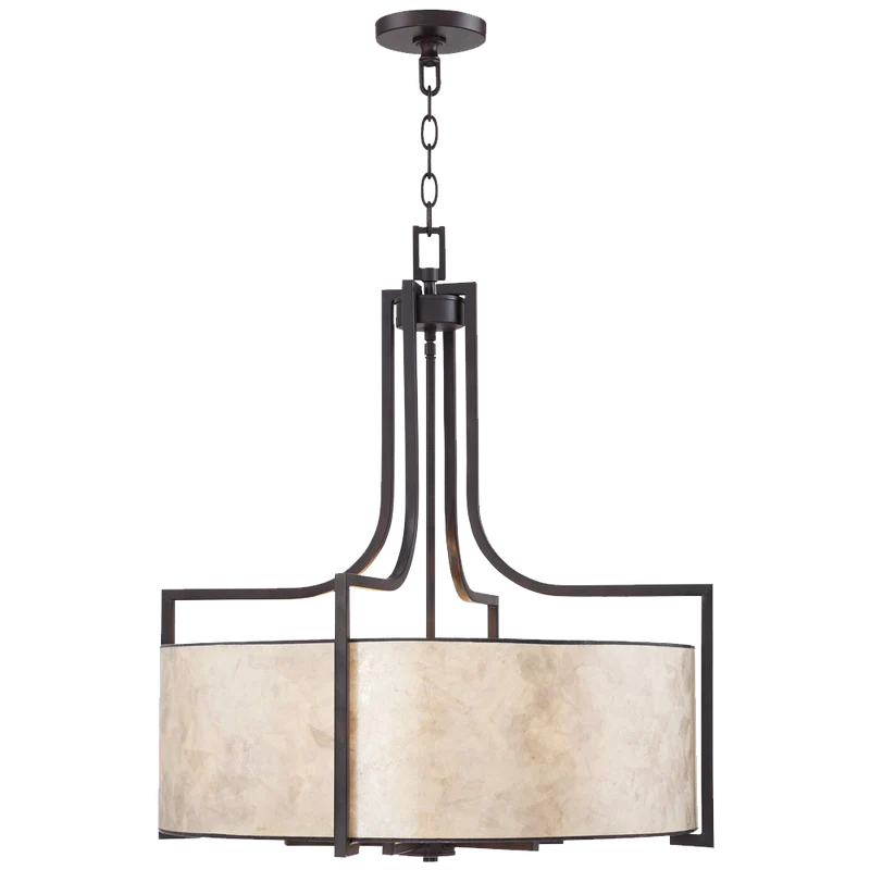 Wilson English Bronze 26wide Mica Shade Pendant Light