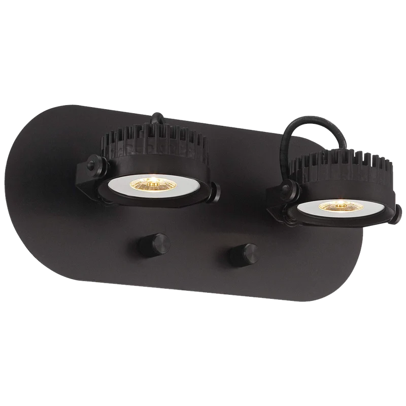 Spotlight Plug In Led Brown Two Head Wall Lamp
