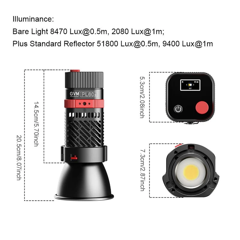 (Open Box) GVM PL60B Bi-Color Pocket LED Monolight Wihout Barrery