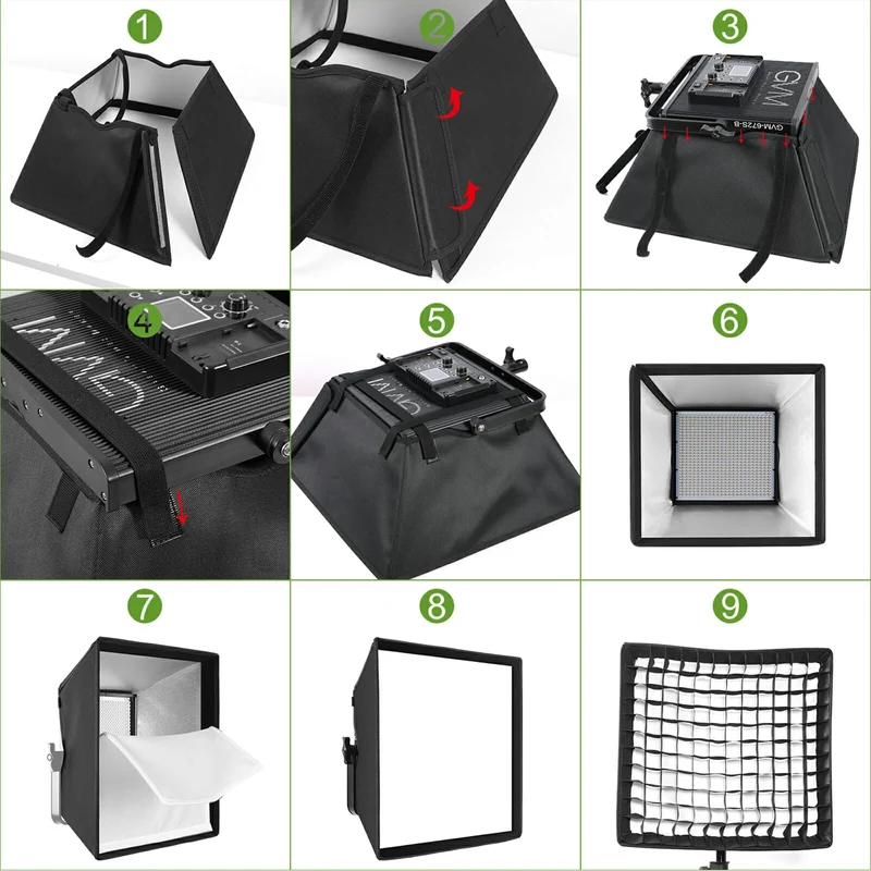 (Open Box) GVM Video Light Softbox for 672S/MB832/50RS/520LS/ and 1200D Series LED Lights (14.9"x 15.7")