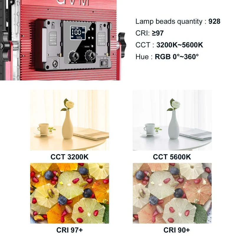 GVM-1200D 50W Bi-Color+50W RGB Led Video Light(2-Light-Kit)