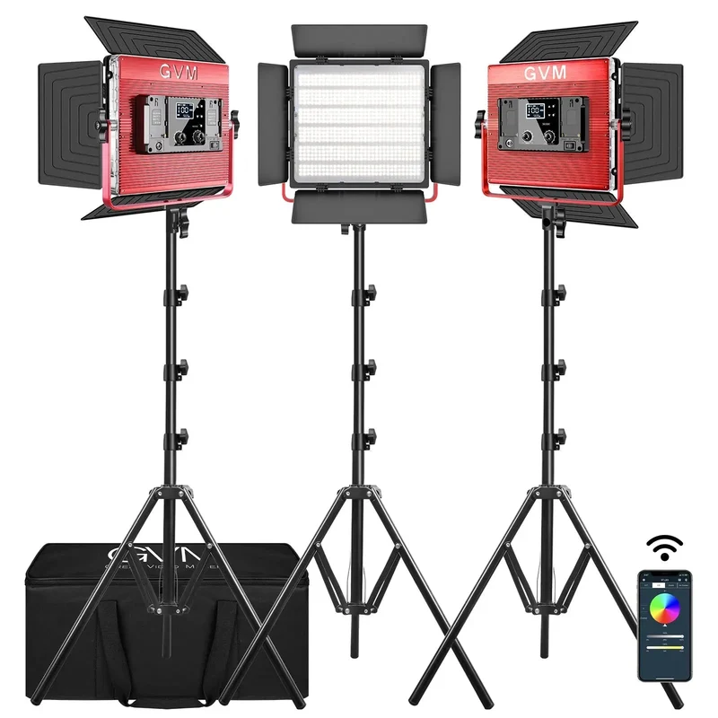 (Open Box) GVM 1200D 50W RGB LED Light Panel （3-Light Kit）