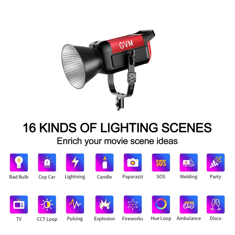 GVM PRO SD300C 300W High Power RGB&Bi-Color Monolight（Buy 1 Get 1 Free）(add 2 items to cart)
