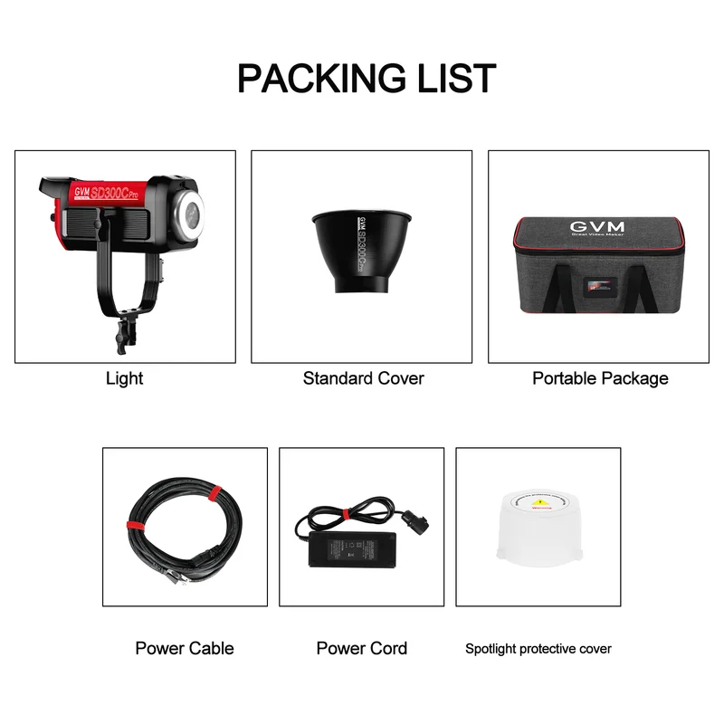 GVM PRO SD300C 300W High Power RGB&Bi-Color Monolight（OPEN BOX)