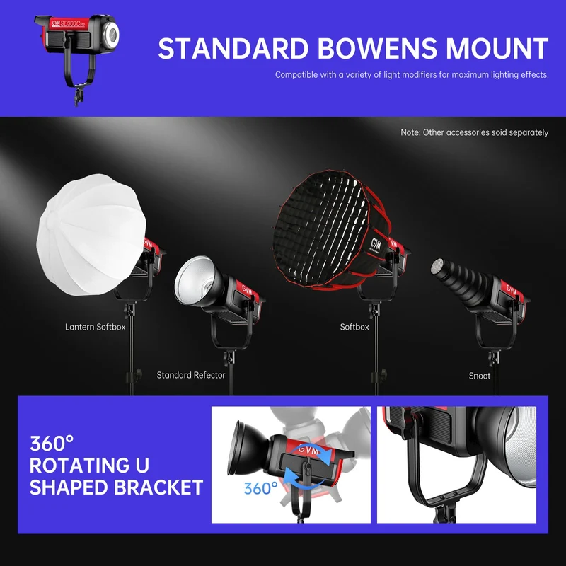 GVM PRO SD300C 300W High Power RGB&Bi-Color Monolight（Buy 1 Get 1 Free）(add 2 items to cart)