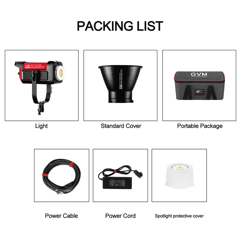 GVM PRO SD200B 200W Bi-Color Mesh Bluetooth Monolight