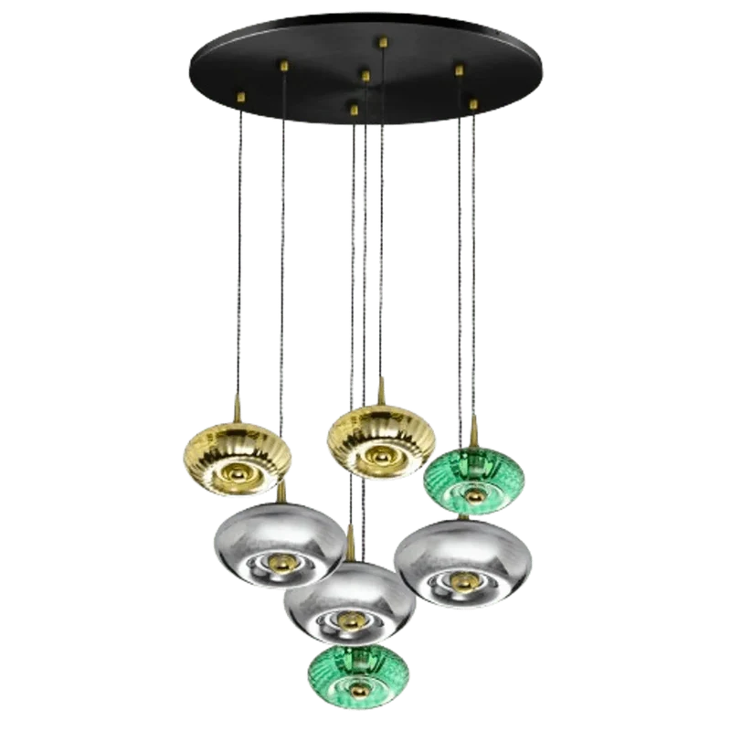 Rosace Grace 07 – Rosace 7 lumières en verre soufflé, style contemporain et structuré