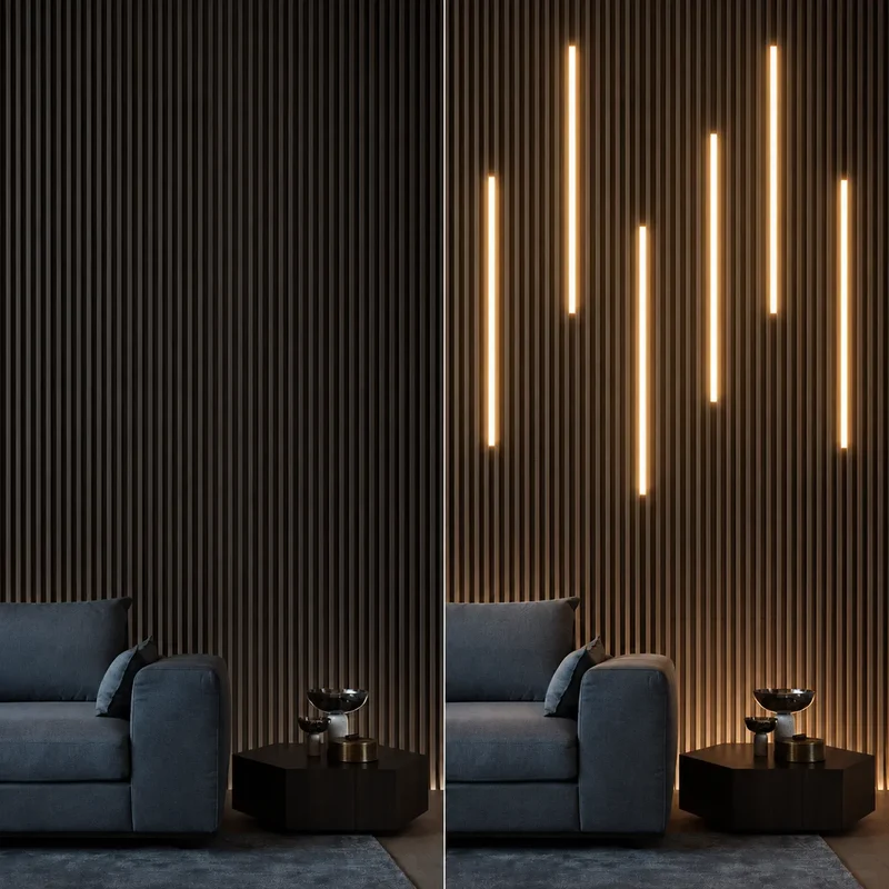 Touch Sensor Slat Wall LED Light Bar Kit - Self-Adhesive, 50/100cm
