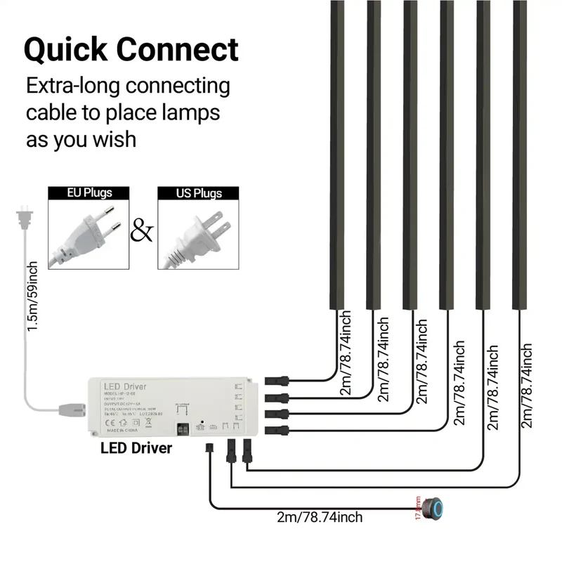 Touch Sensor Slat Wall LED Light Bar Kit - Self-Adhesive, 50/100cm