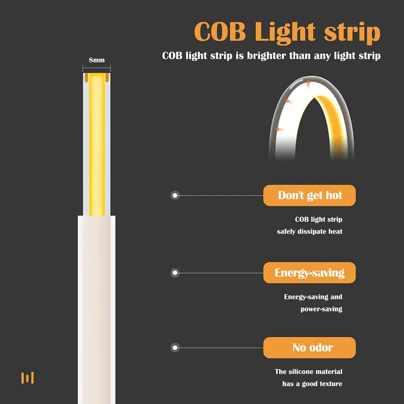 High-Density COB Neon Strip Light - 220–240V EU Plug, IP67, 288 LEDs/m