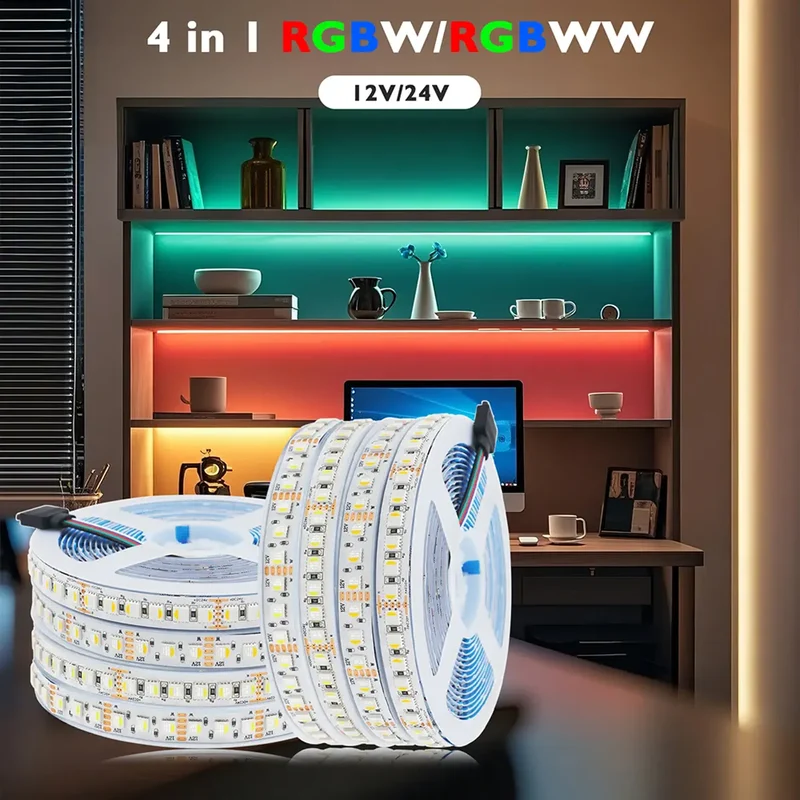 RGBW/RGBWW LED Strip Light - 5m, 12V/24V, Up to 120 LEDs/m