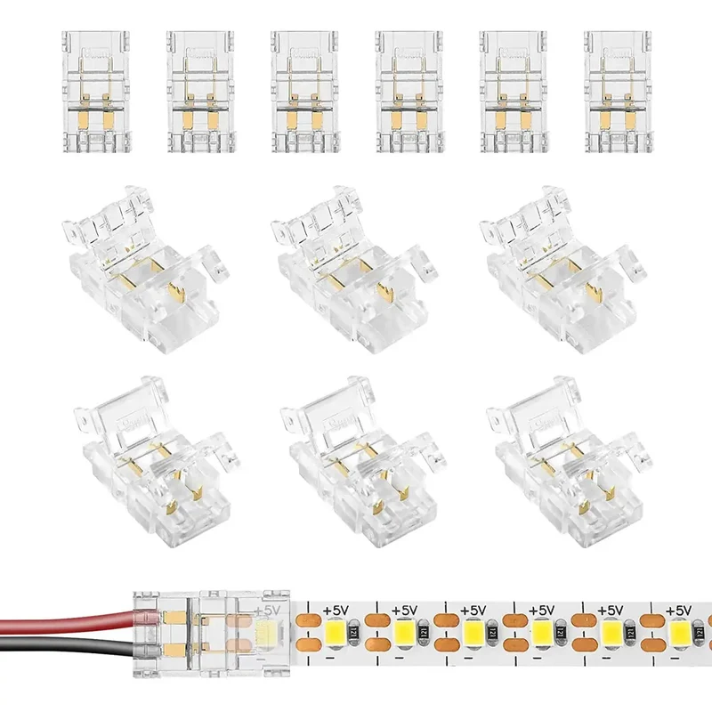 8mm COB/SMD LED Strip Lights Connector - Welding-Free, 12V/24V
