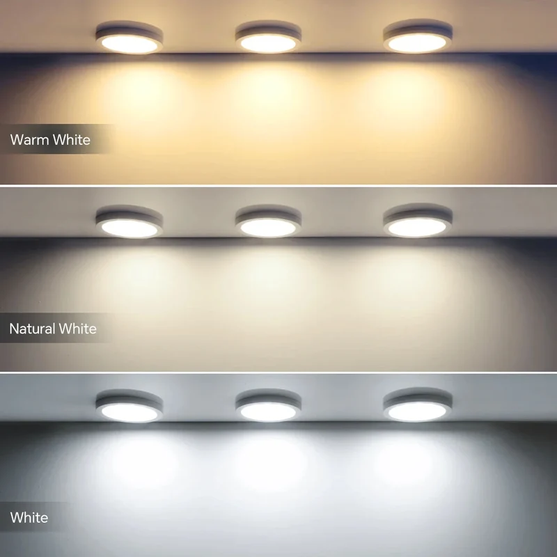 Ultra-Thin LED Puck Light Kit for Under Cabinet - Hidden Touch Sensor, Aluminum