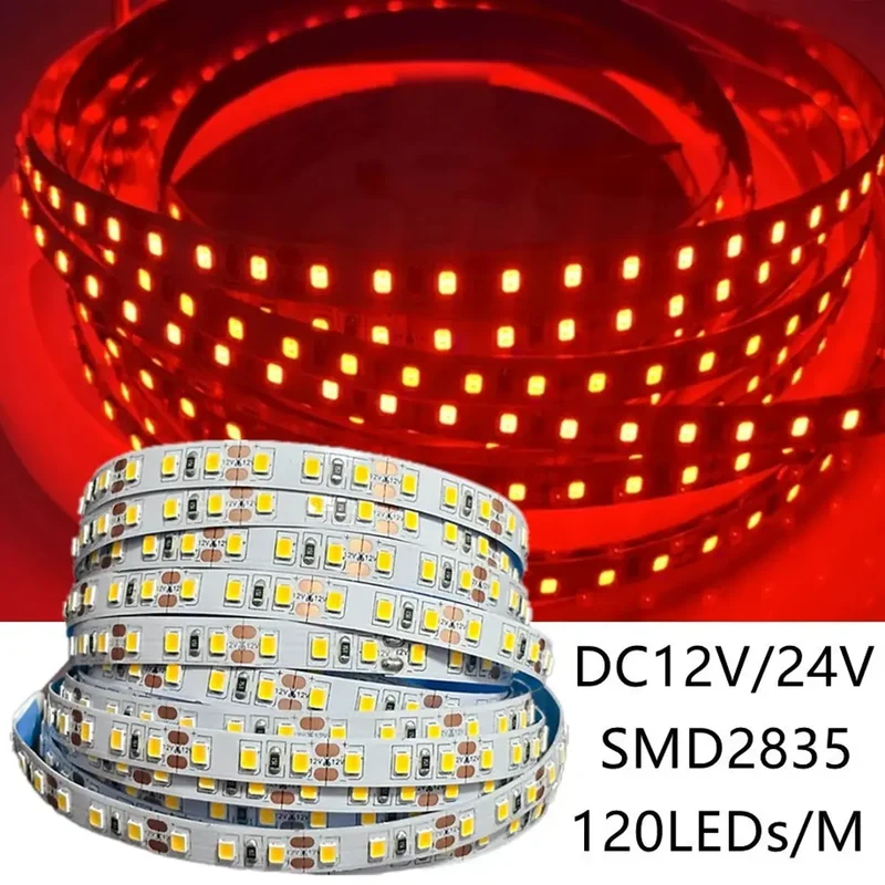 SMD 2835 LED Strip Lights 120 LEDs/m - DC12V/24V, 9 Colors, Flexible & Cuttable