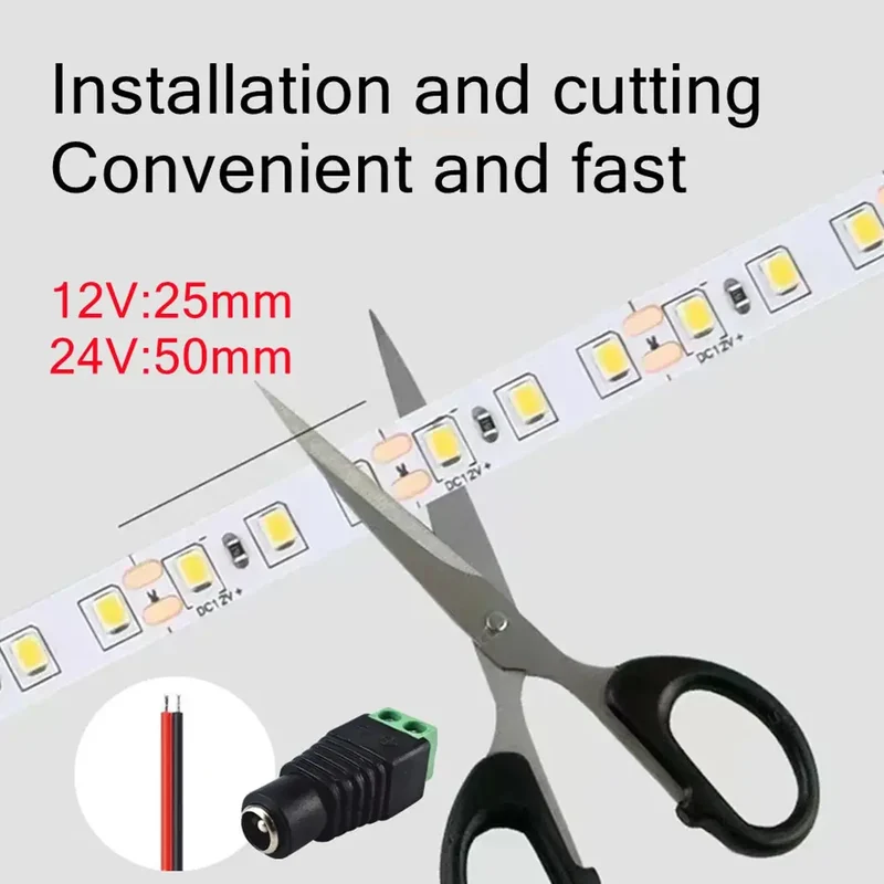 SMD 2835 LED Strip Lights 120 LEDs/m - DC12V/24V, 9 Colors, Flexible & Cuttable