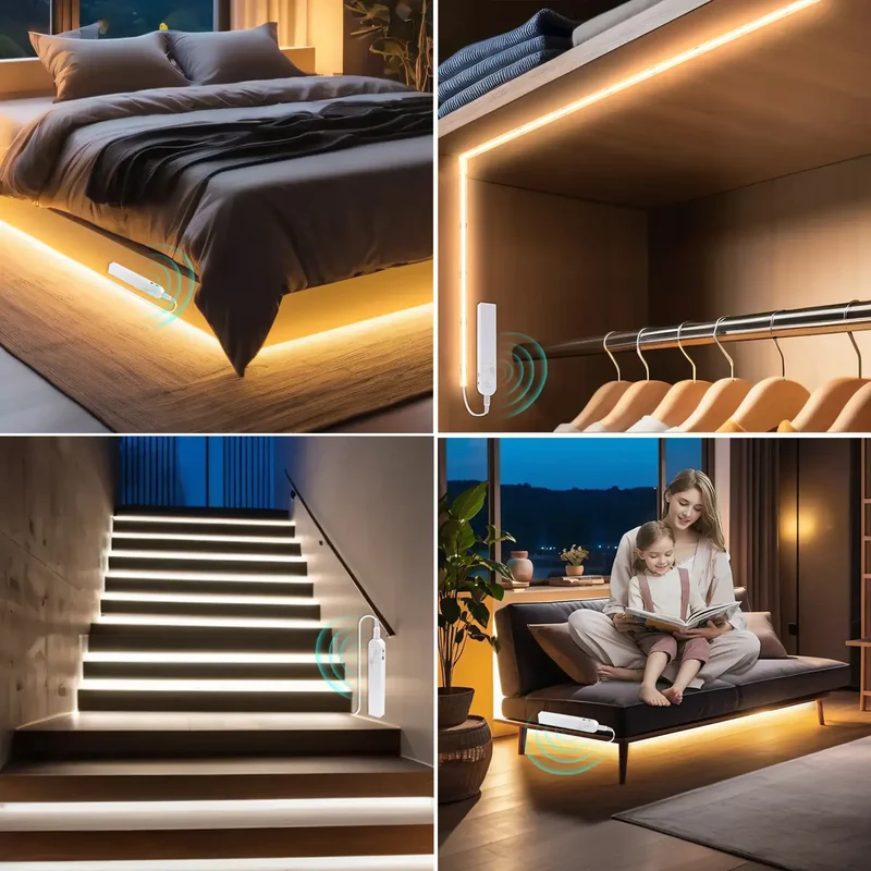 Motion Sensor COB LED Strip Light for Cabinets & Closets - Battery-Powered, 320 LEDs/m