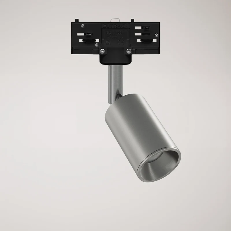 Spot orientable Bispot pour système sur rail - Titane satiné