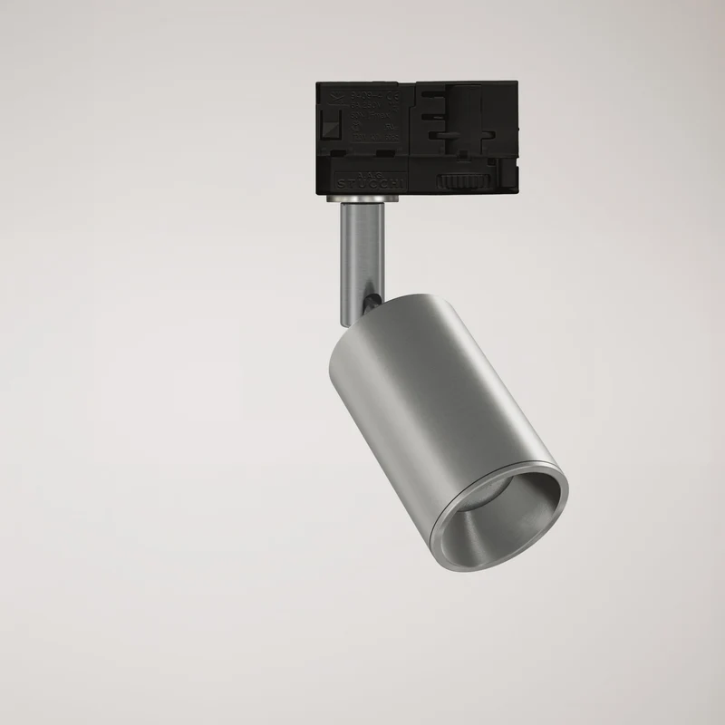Spot orientable Bispot pour système sur rail - Titane satiné
