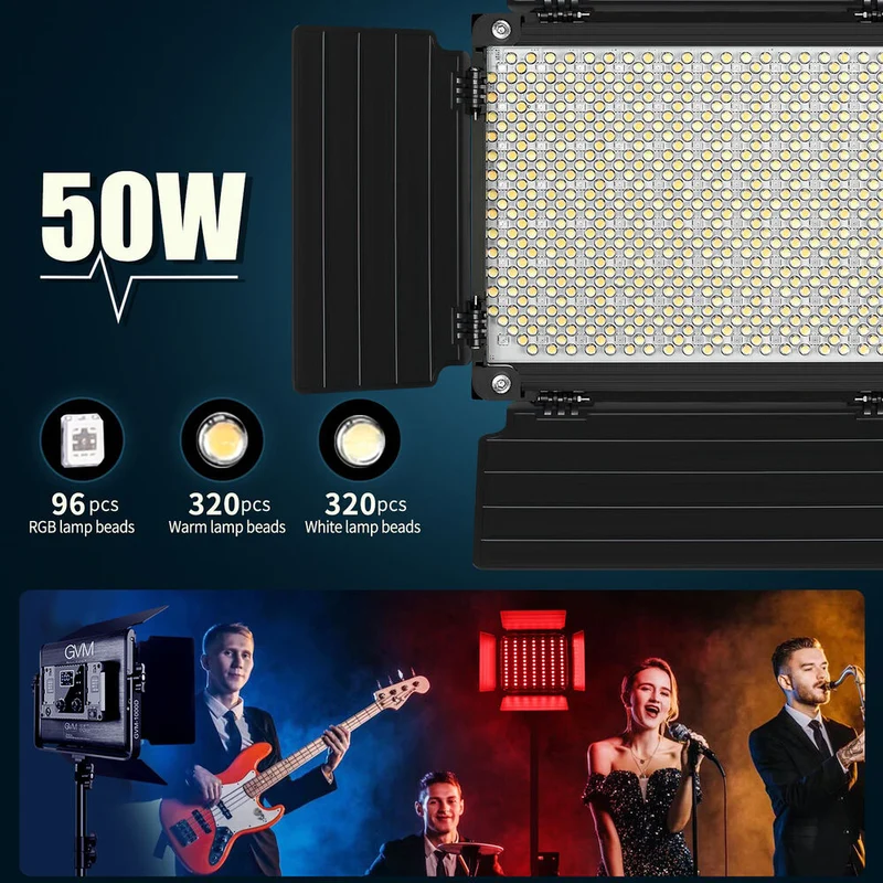 GVM-1000D 45W Bi-Color & RGB Video Light(3-Light Kit)