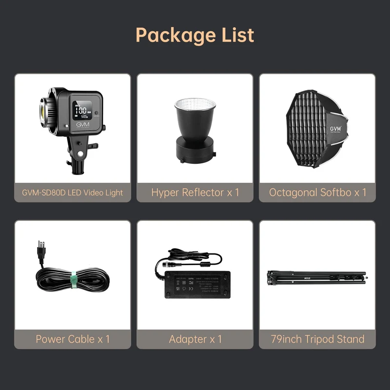 GVM SD80D Bi-Color LED Monolight Kit（buy 1 get 1 free）