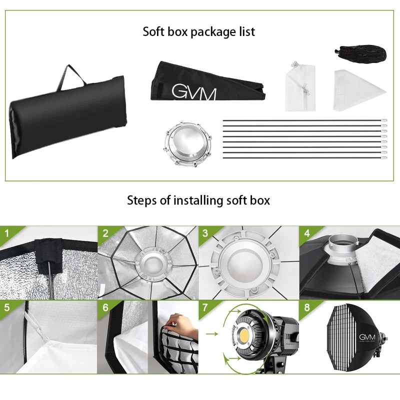 GVM 80W LED Spotlight Daylight Kit with Softbox