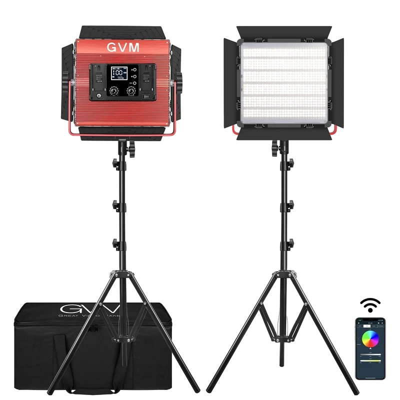 GVM-1200D 50W Bi-Color+50W RGB 2lamp-Video Light With Softbox