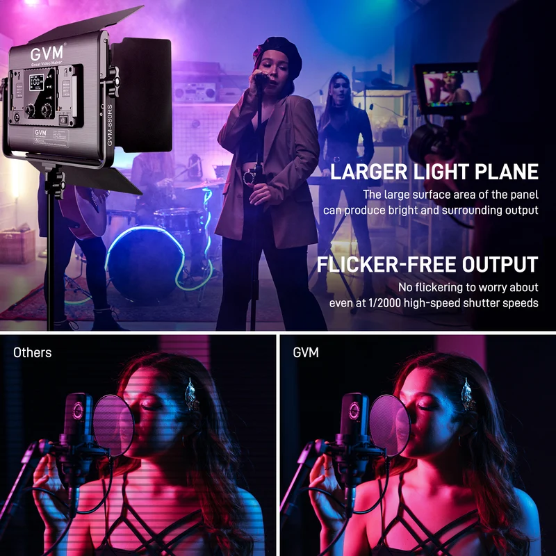 (Open Box)GVM 680RS RGB LED Video Light with Lighting Kits, 50W Led Panel Light with Bluetooth Control, 2 Packs Photography Lighting for YouTube Studio, Video Shooting, Gaming, Streaming, Conference