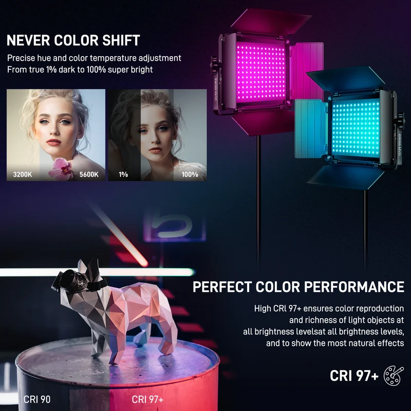 (Open Box)GVM 680RS RGB LED Video Light with Lighting Kits, 50W Led Panel Light with Bluetooth Control, 2 Packs Photography Lighting for YouTube Studio, Video Shooting, Gaming, Streaming, Conference