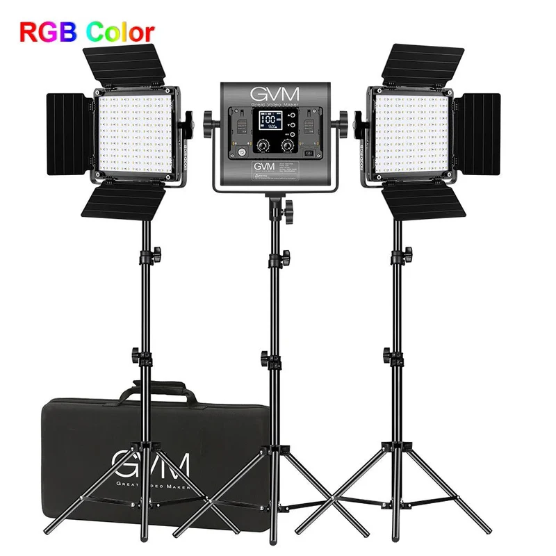 GVM-800D-II 40W Bi-color and RGB Video Panel Light(3-Light Kit)