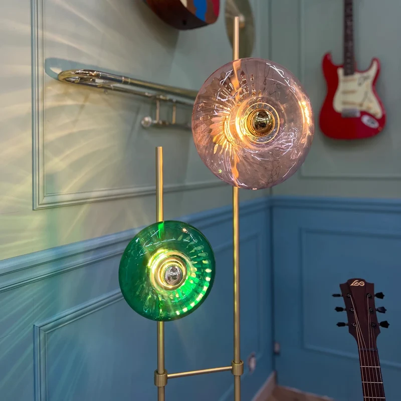 Lampadaire Grace – Design élégant en verre soufflé, 2 verrines personnalisables