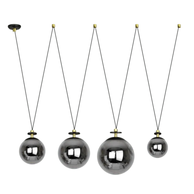 Suspension Diane 04 fumée – 4 globes en verre soufflé, hauteurs réglables