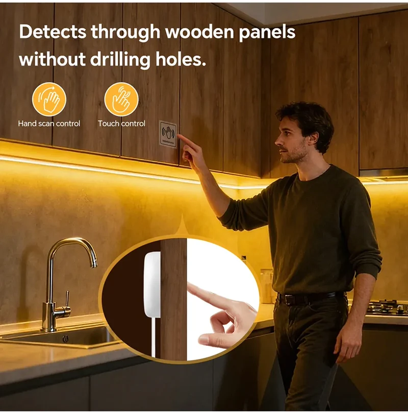 Self-Adhesive COB Neon LED Strip Light for Under Cabinet - Penetrating Touch Sensor, 24V