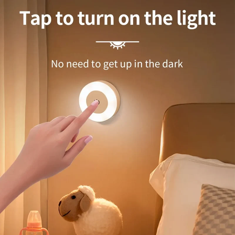 Touch-Dimmable Rechargeable LED Puck Night Light - Magnetic Mount, USB Charging