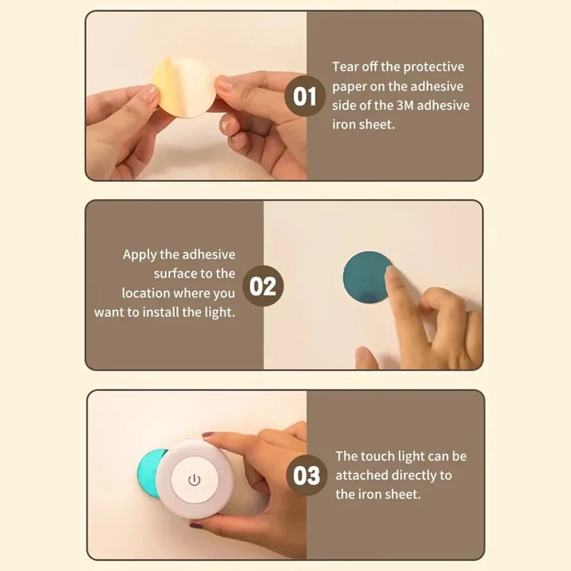 Touch-Dimmable Rechargeable LED Puck Night Light - Magnetic Mount, USB Charging