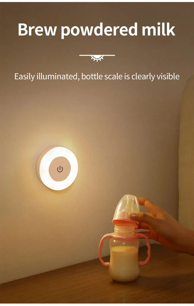 Touch-Dimmable Rechargeable LED Puck Night Light - Magnetic Mount, USB Charging