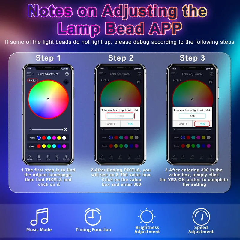 5V RGBIC Neon LED Strip Light - Bluetooth App Control, Waterproof, USB Powered