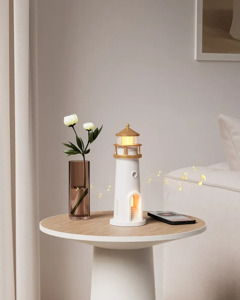 Moon Projection Lighthouse Night Light - Remote Control, Motion Sensor, Rechargeable