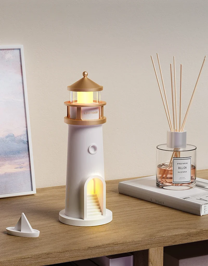 Moon Projection Lighthouse Night Light - Remote Control, Motion Sensor, Rechargeable